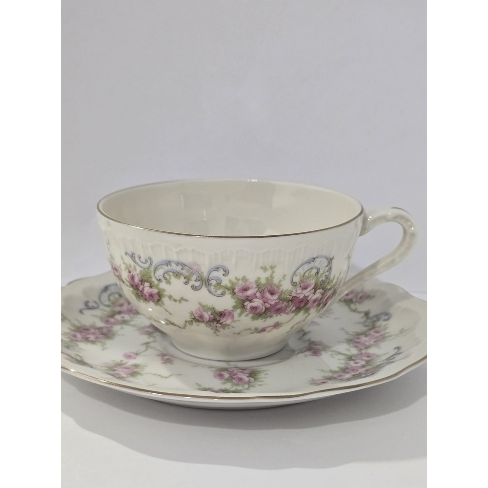 Theodore Haviland Yvonne Porcelain Cup & Saucer Set Floral Design